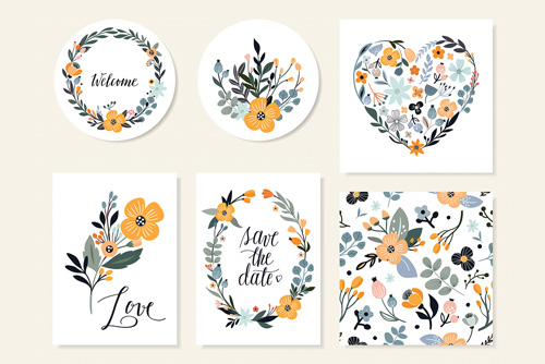 دانلود وکتور لایه باز EPS حاشیه گل و کادر برای نوشتن مناسب کارت دعوت و کارت پستال